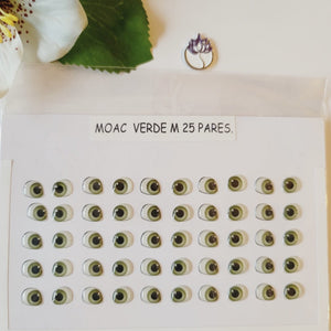 Adhesive Resin Eyes for Clays GREEN ADD MOAC M 25Pairs