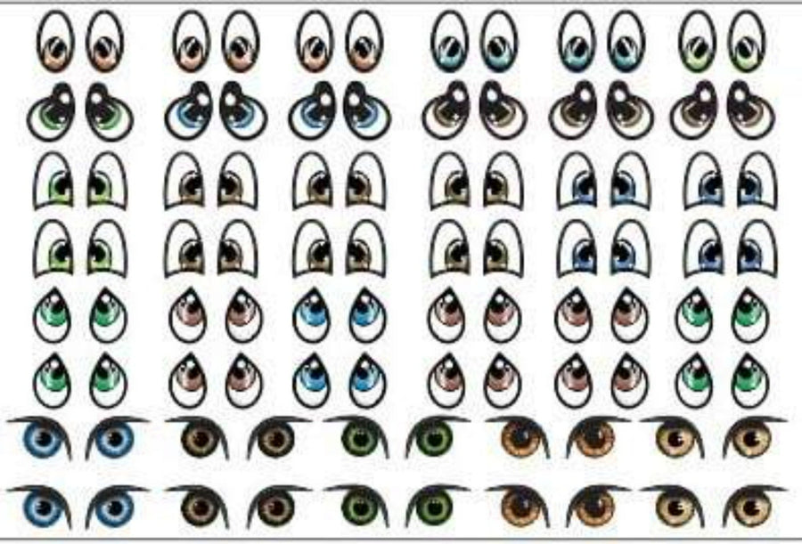 Adhesive Eyes for Clays Multicolor MNC COMBO#1 (P/ SM) 80 Pairs