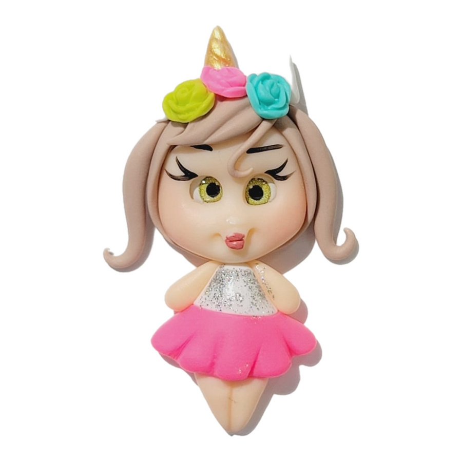 Jovie Unicorn Girl #282 Clay Doll for Bow-Center, Jewelry Charms, Accessories, and More