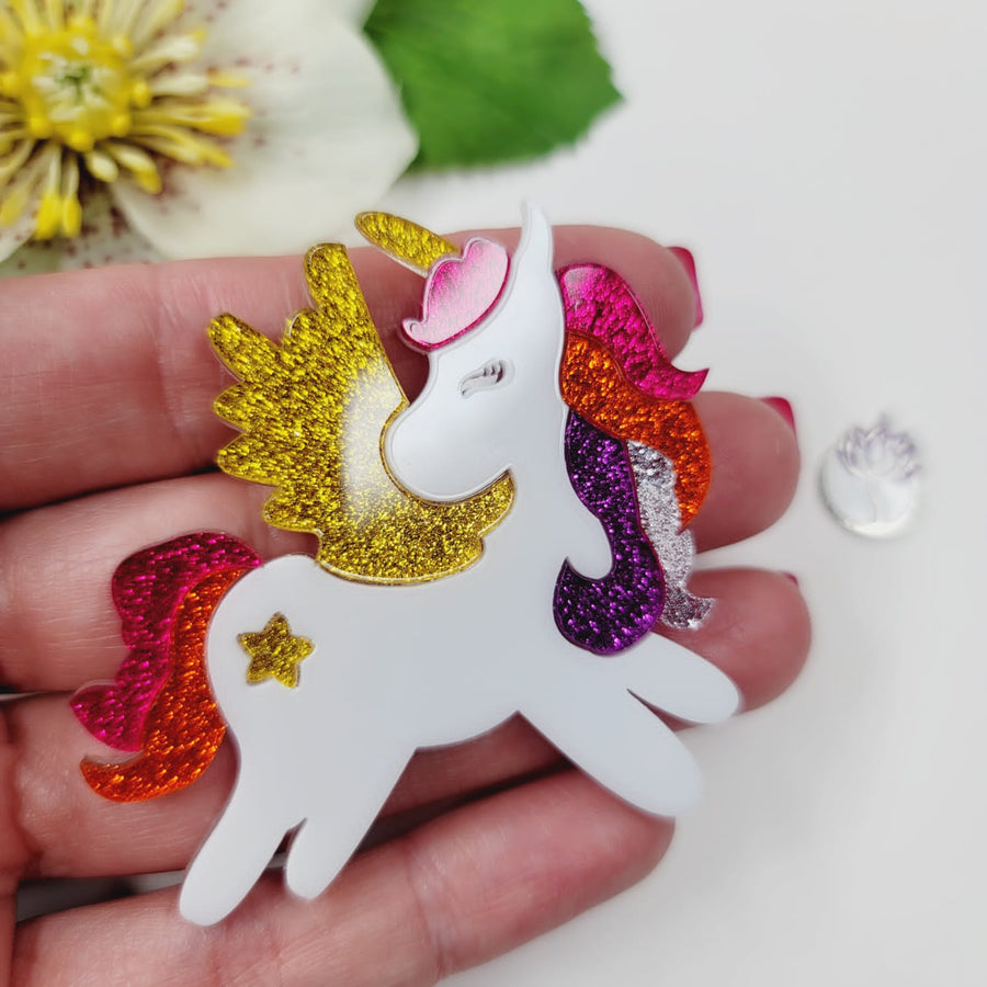 Flying Unicorn Double Acrylic Apliques