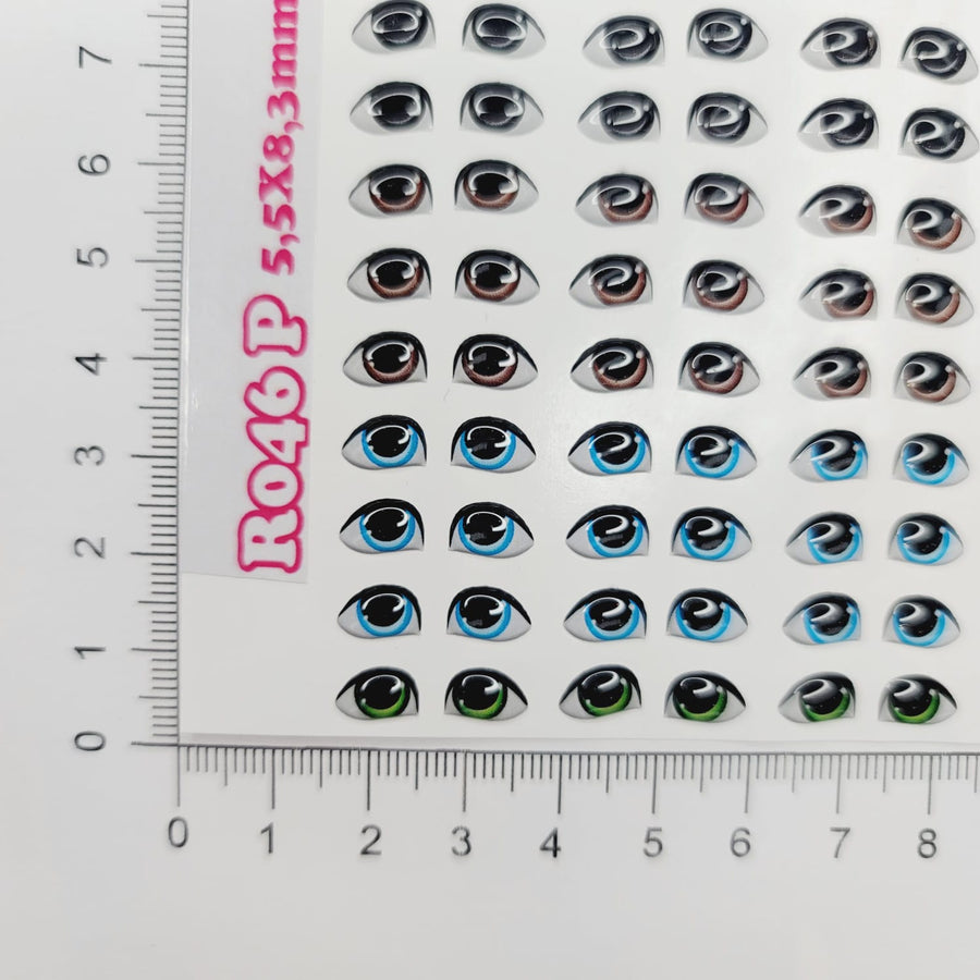Adhesive Resin Eyes for Clays Multicolor STY R046 P 72Pairs