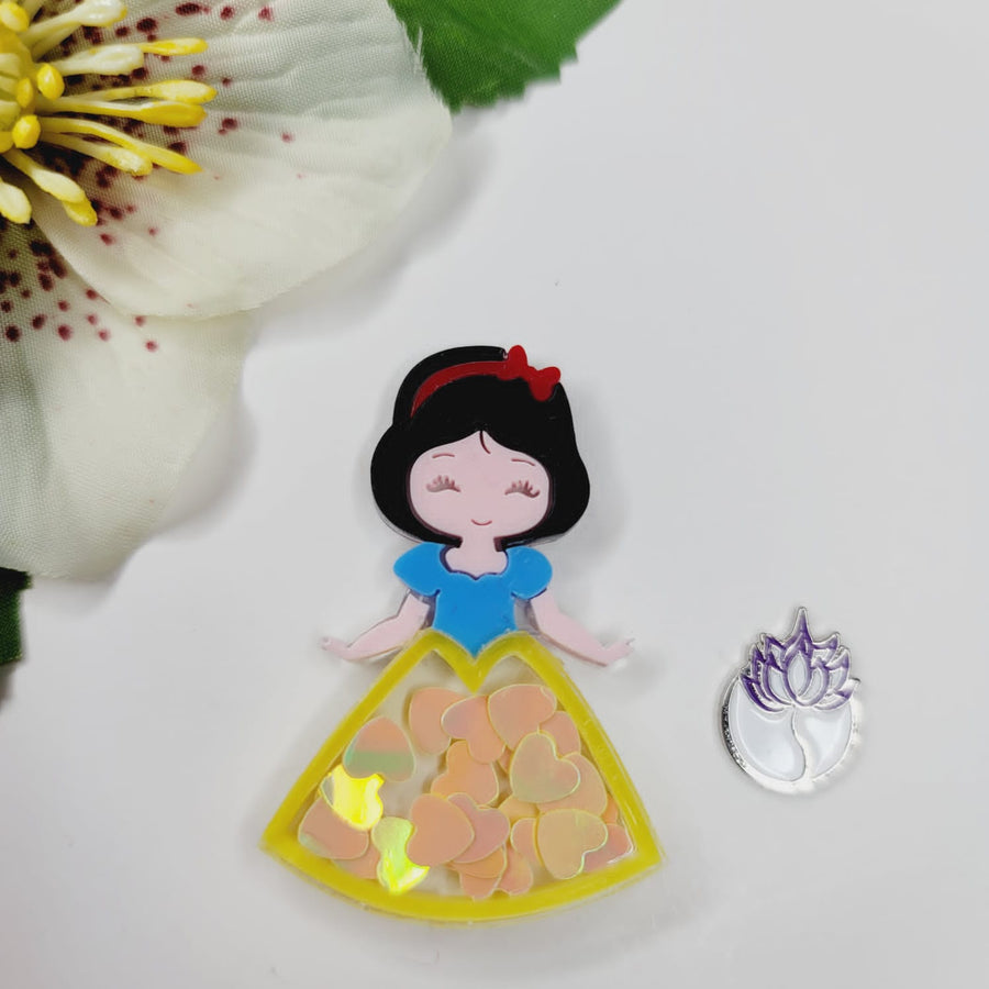 Snow White Glitter Double Acrylic Apliques