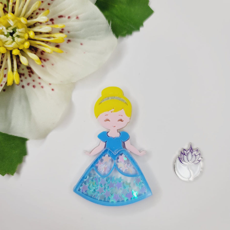 Cinderella Glitter Double Acrylic Apliques