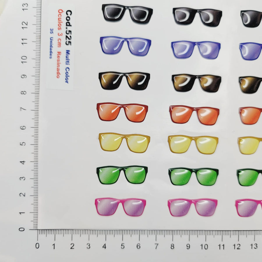 Adhesive Resin SunGlasses for Clays MNC 525 Tradicional 3cm 35 Units (Multicolor)