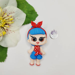Blue Fantasy #078 Clay Doll for Bow-Center, Jewelry Charms, Accessories, and More