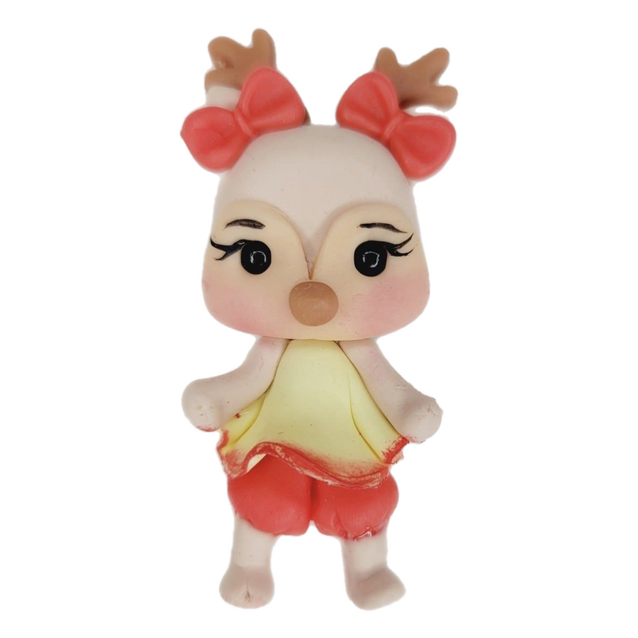Kalie Reindeer Xmas #291 Clay Doll for Bow-Center, Jewelry Charms, Accessories, and More