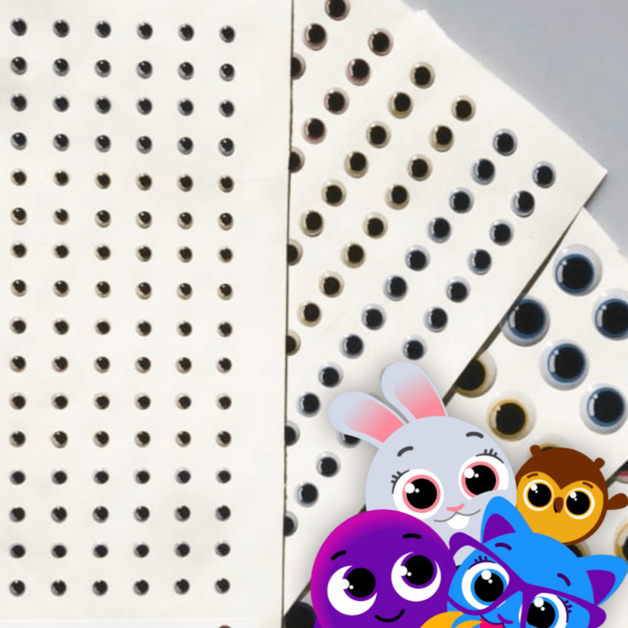 Adhesive Resin Eyes for Clays Multicolor MNC 542-G (Large)  12Pairs