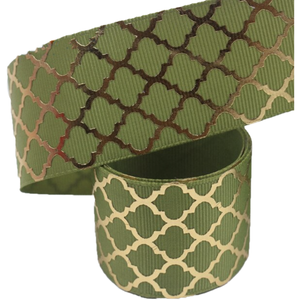 Solid Color Geometric Hot Stamping Grosgrain Ribbon - 1 1/2" (38mm) - Sold by the Yard